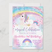 Unicorn Birthday Invitation, Unicorn Party Invite Kaart (Voorkant)