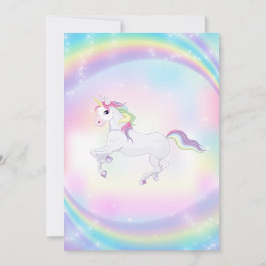 Unicorn Birthday Invitation, Unicorn Party Invite Kaart (Achterkant)