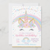 Unicorn Birthday Invitation, Unicorn Party Invite Kaart (Voorkant)