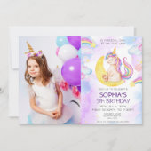 Unicorn Birthday Invitation, Unicorn Party Kaart (Voorkant)