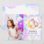 Unicorn Birthday Invitation, Unicorn Party Kaart (Voorkant / Achterkant)