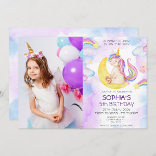 Unicorn Birthday Invitation, Unicorn Party Kaart