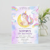 Unicorn Birthday Invitation, Unicorn Party Kaart (Staand voorkant)