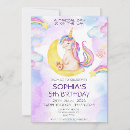 Unicorn Birthday Invitation, Unicorn Party Kaart