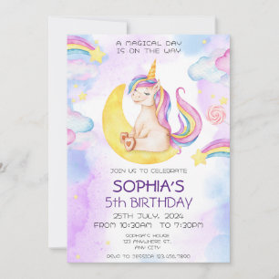 Unicorn Birthday Invitation, Unicorn Party Kaart