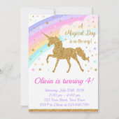 Unicorn Birthday Invitation, Unicorn Party Kaart (Voorkant)