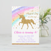 Unicorn Birthday Invitation, Unicorn Party Kaart (Staand voorkant)