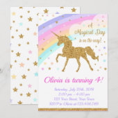Unicorn Birthday Invitation, Unicorn Party Kaart (Voorkant / Achterkant)