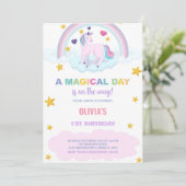 Unicorn Birthday Invitations Kaart (Staand voorkant)