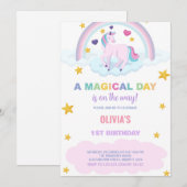 Unicorn Birthday Invitations Kaart (Voorkant / Achterkant)