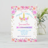 Unicorn Birthday Invitations Kaart (Staand voorkant)