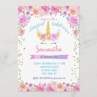 Unicorn Birthday Invitations Kaart