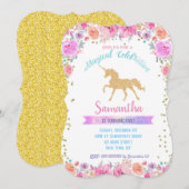 Unicorn Birthday Invitations Kaart (Voorkant / Achterkant)