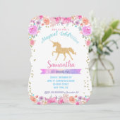 Unicorn Birthday Invitations Kaart (Staand voorkant)