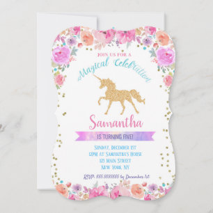 Unicorn Birthday Invitations Kaart