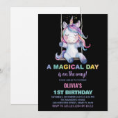 Unicorn Birthday Invitations Kaart (Voorkant / Achterkant)