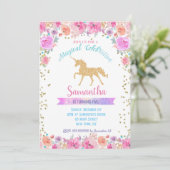 Unicorn Birthday Invitations Kaart (Staand voorkant)