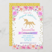 Unicorn Birthday Invitations Kaart (Voorkant / Achterkant)