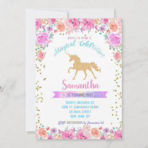 Unicorn Birthday Invitations Kaart