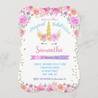 Unicorn Birthday Invitations Kaart