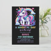 Unicorn Birthday Invitations Kaart (Staand voorkant)