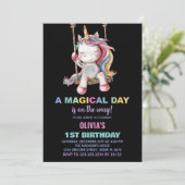 Unicorn Birthday Invitations Kaart (Staand voorkant)