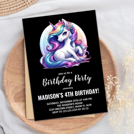 Unicorn Birthday Invitations Kaart