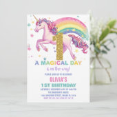 Unicorn Birthday Invitations Kaart (Staand voorkant)