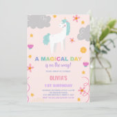 Unicorn Birthday Invitations Kaart (Staand voorkant)