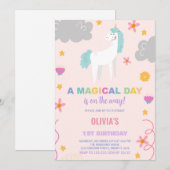 Unicorn Birthday Invitations Kaart (Voorkant / Achterkant)