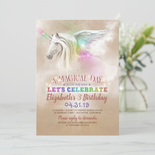 Unicorn Birthday Invitations Kaart (Staand voorkant)