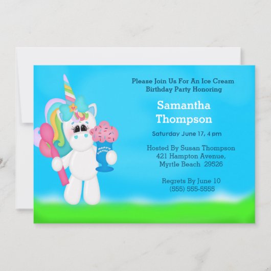 Unicorn Birthday Invitations Kaart (Voorkant)