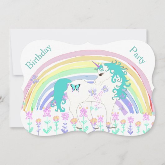 Unicorn Birthday Invitations Kaart (Voorkant)