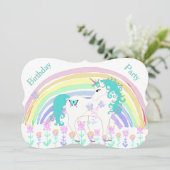 Unicorn Birthday Invitations Kaart (Staand voorkant)