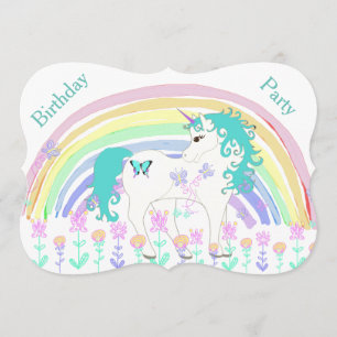 Unicorn Birthday Invitations Kaart