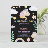 Unicorn Birthday Invitations Kaart (Staand voorkant)