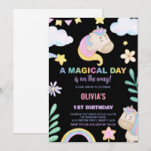 Unicorn Birthday Invitations Kaart (Voorkant / Achterkant)