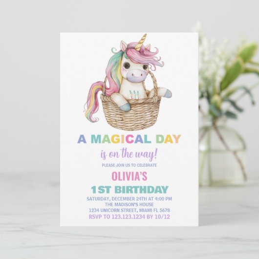 Unicorn Birthday Invitations Kaart (Staand voorkant)