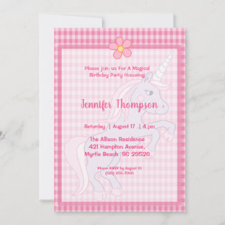 Unicorn Birthday Invitations Kaart