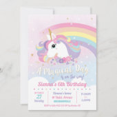 Unicorn Birthday Invitations Rainbow Girl Kaart (Voorkant)