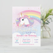 Unicorn Birthday Invitations Rainbow Girl Kaart (Staand voorkant)