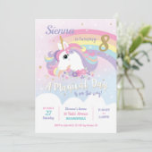Unicorn Birthday Invitations Rainbow Girl Kaart (Staand voorkant)