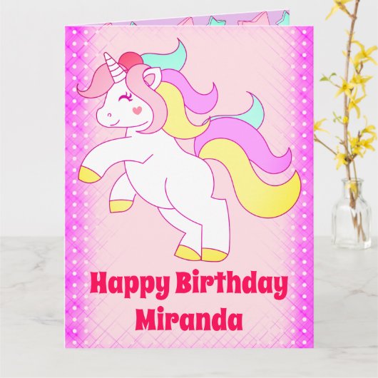 Unicorn Birthday Kaart (Gele Bloem)