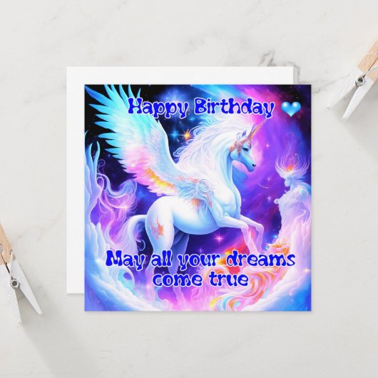 Unicorn Birthday Kaart (Voorkant / Achterkant in situ)