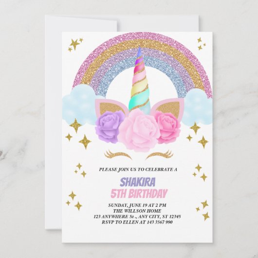 Unicorn Birthday Kaart (Voorkant)