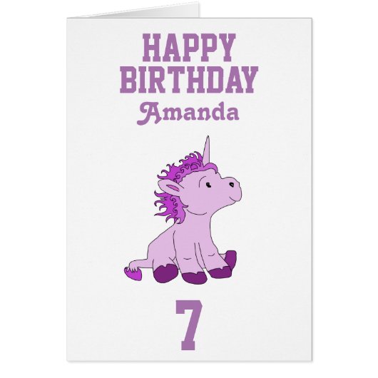Unicorn Birthday Kaart voor kinderen - Personalise (Voorkant)