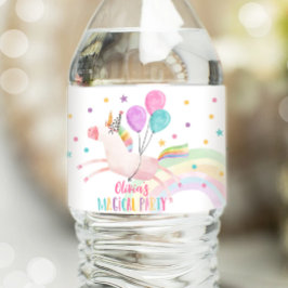 Unicorn Birthday Label Rainbow Magical Girl Pink Waterfles Etiket