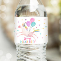 Unicorn Birthday Label Rainbow Magical Girl Pink