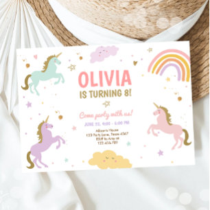 Unicorn Birthday Magical Rainbow Unicorn Party Kaart