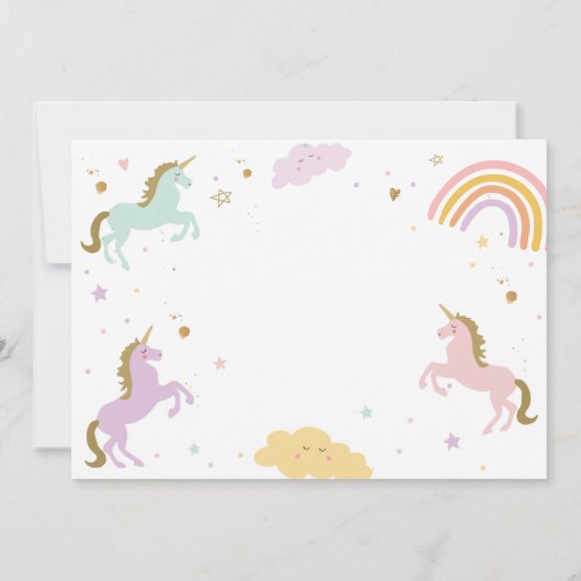 Unicorn Birthday Magical Rainbow Unicorn Party Kaart (Achterkant)